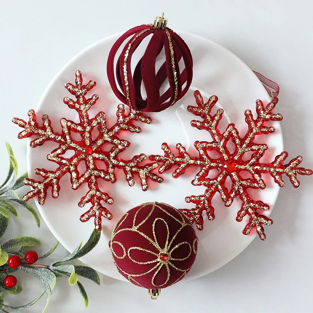 Velvet Christmas Ball Set 10Pcs/Set Snowflake Ball Pendant Shaped Plastic Christmas Ball Pendant Christmas Tree Decoration HIP