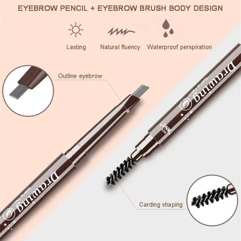 DNM 7 Color Natural Makeup Double Head Super Fine Eyebrow Pencil Waterproof Long Lasting Easy Ware Eye Brow Make Up Pen HIP