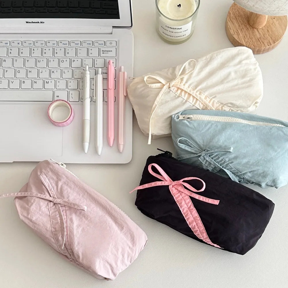 Large Capacity Bowknot Pencil Case – Cute Bow Stationery Pouch Pencil Case HIP