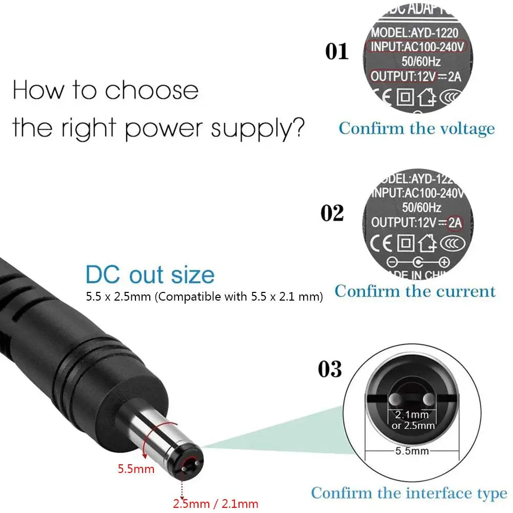 UK Plug AC/DC Adapter 5V 12V 1A 2A 3A – LED Power Supply AC/DC Power Adapter HIP