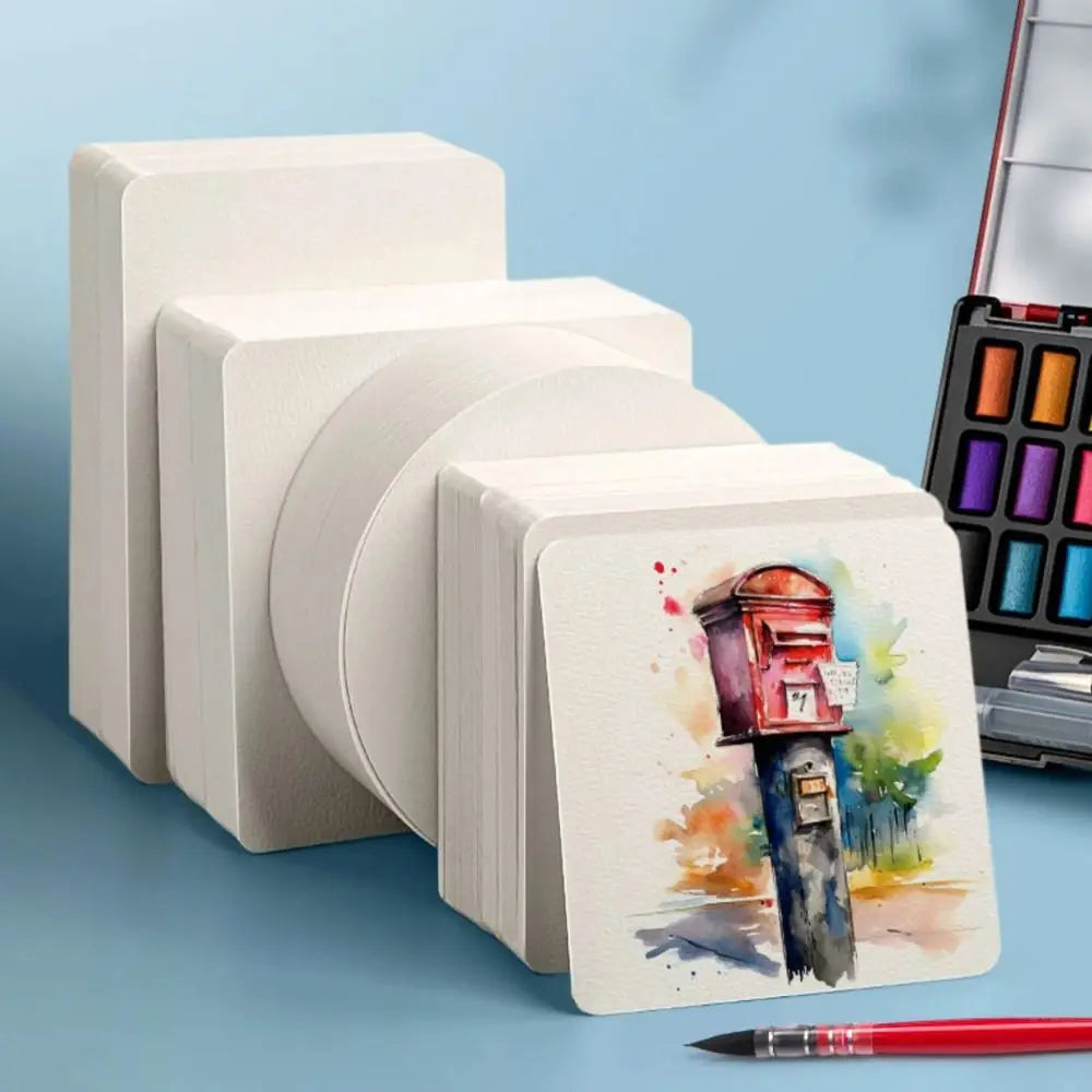 50-Sheet Watercolor Paper Set – Square, Round & Rectangle Watercolor Paper Set HIP