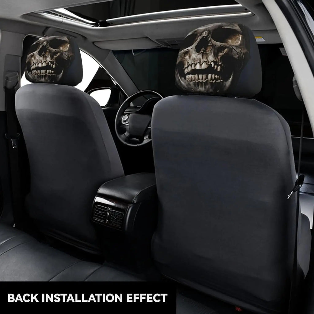 2-Pack Skull Car Headrest Covers – Universal Fit Protector Car Headrest Cover HIP
