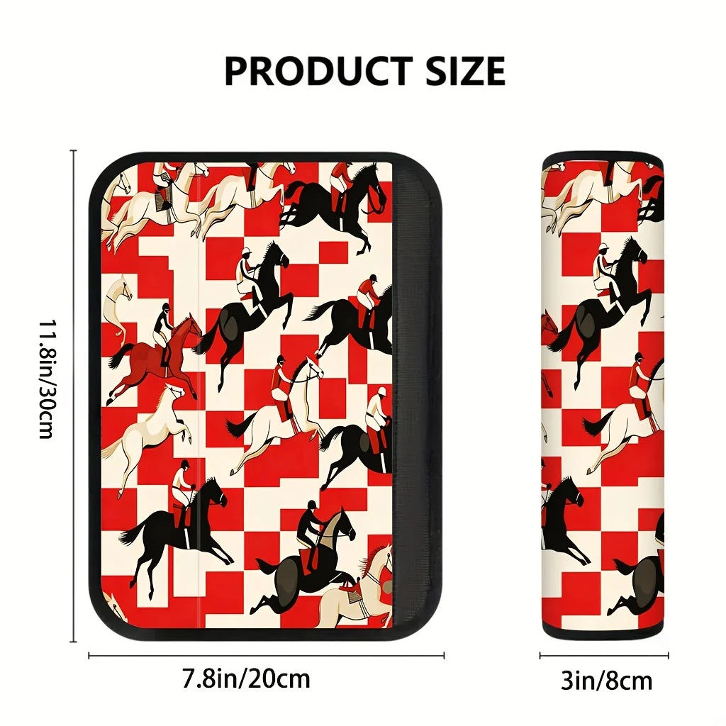 2-Pack Horse & Rider Print Car Seat Belt Shoulder Pad Covers Seat Belt Cover HIP