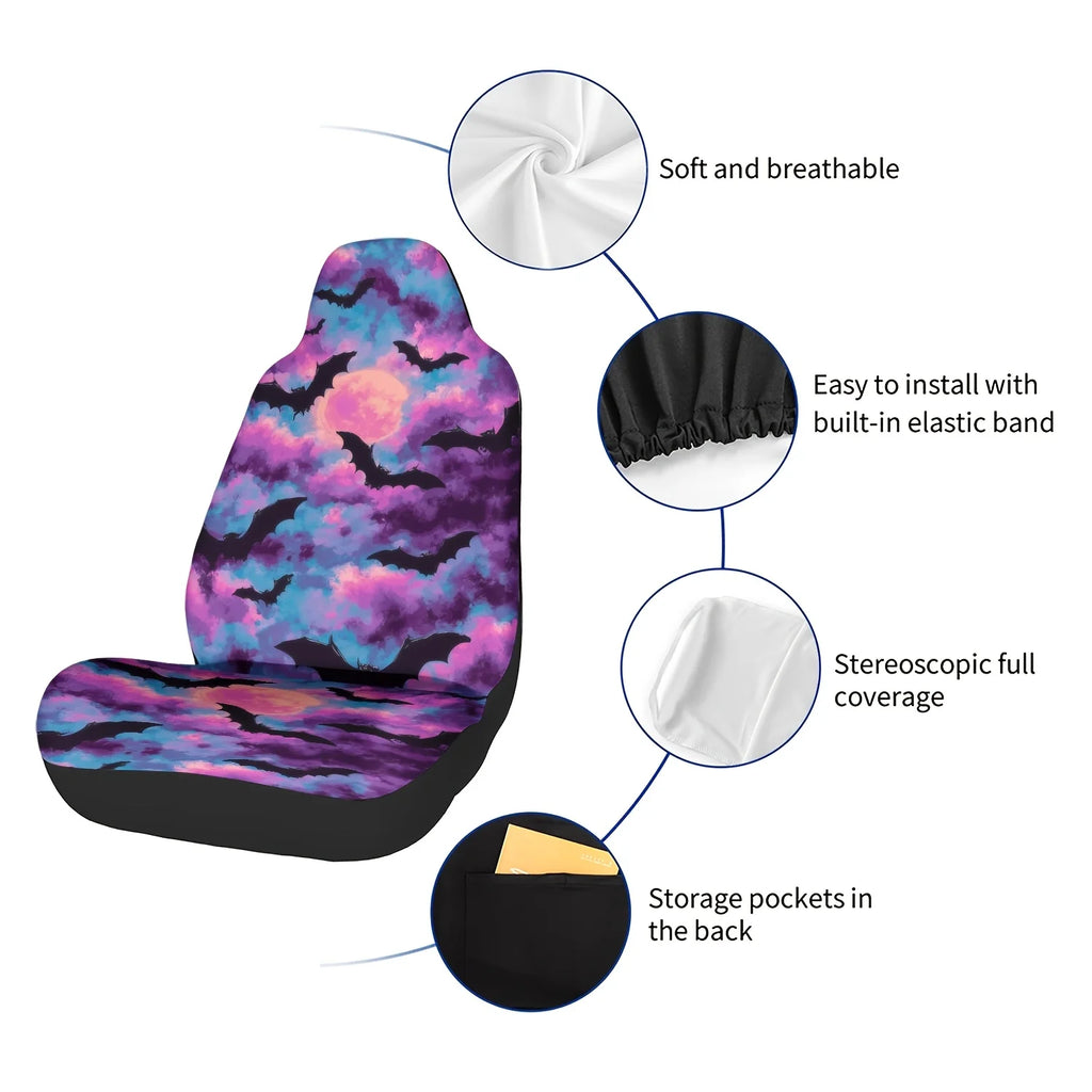 Purple Bat Moon Car Seat Cover – Easy Install & Clean Car Seat Cover HIP