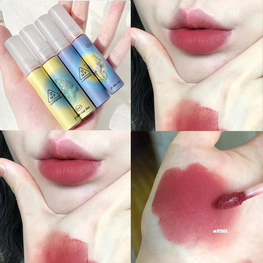Rose Pink Matte Lip Glaze Velvet Liquid Lipstick Pigment Lasting Water Proof Lip Gloss Cosmetics Sexy Red Lip Tint Makeup Korean HIP 956