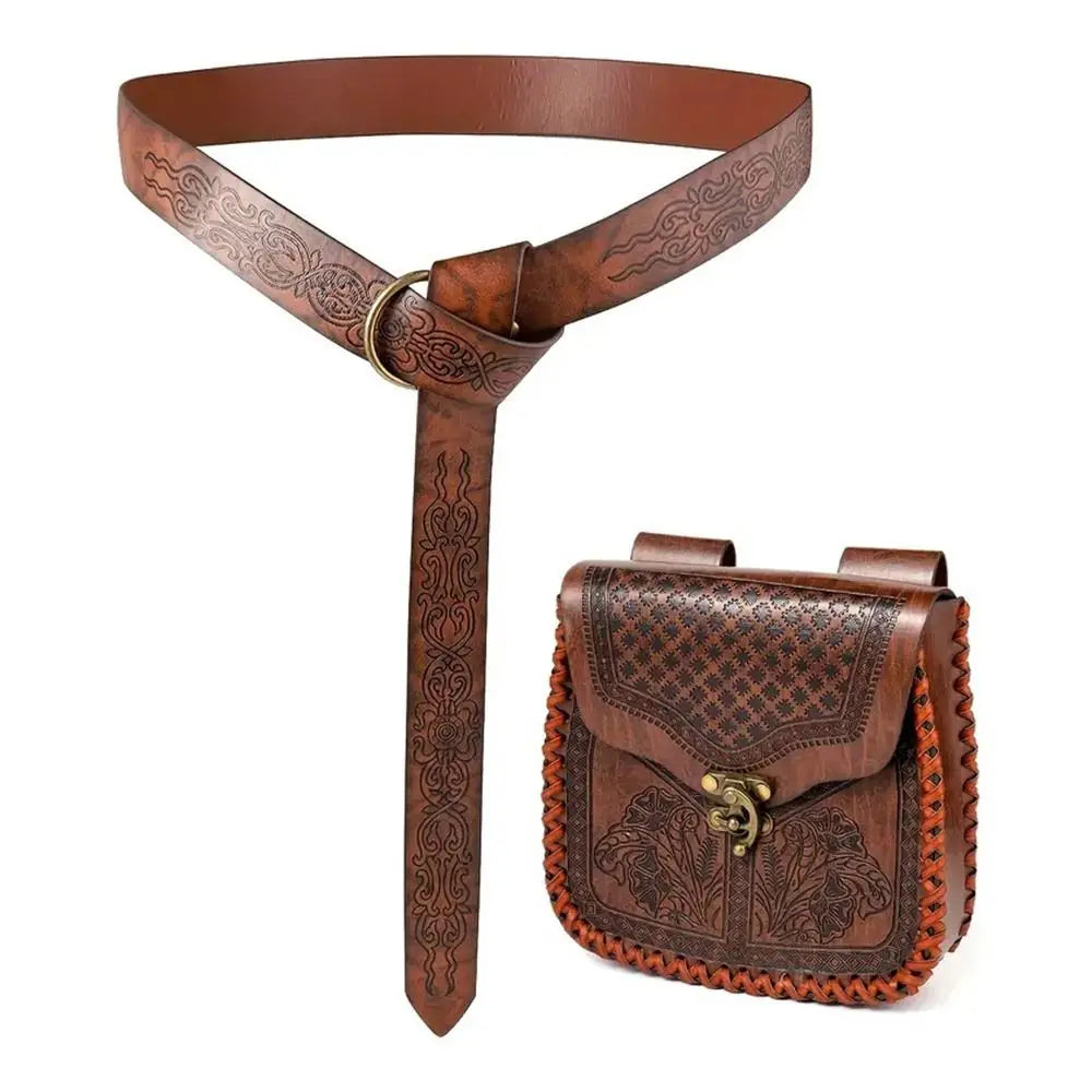 Viking Medieval Belt Pouch | PU Leather Coin Purse Fanny Pack Medieval Belt Pouch HIP