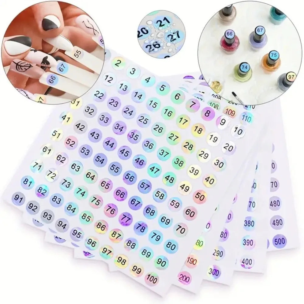 2/10Pcs Waterproof 7 Colors Number Sticker Label For Nail Polish Color Gel Varnish Marking Digital Label Sticker Manicure Tool HIP