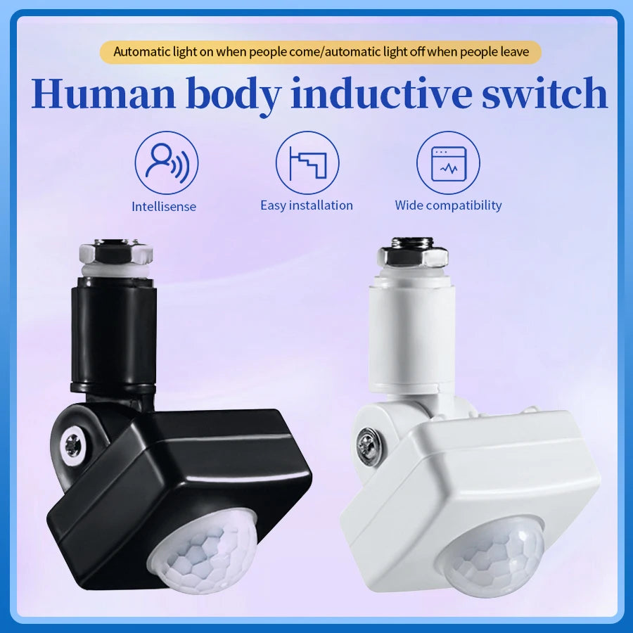 LED Motion Sensor Automatic PIR Infrared Detector Adjustable Delay Time Light Switch Rotating For Stairs Corridor AC 220V 110V HIP