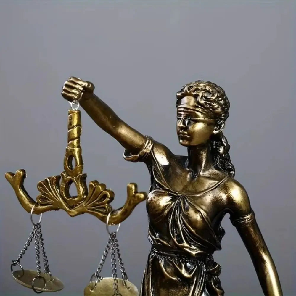 Goddess of Justice Resin Statue – Retro Copper Home Décor Decorative Figurine HIP