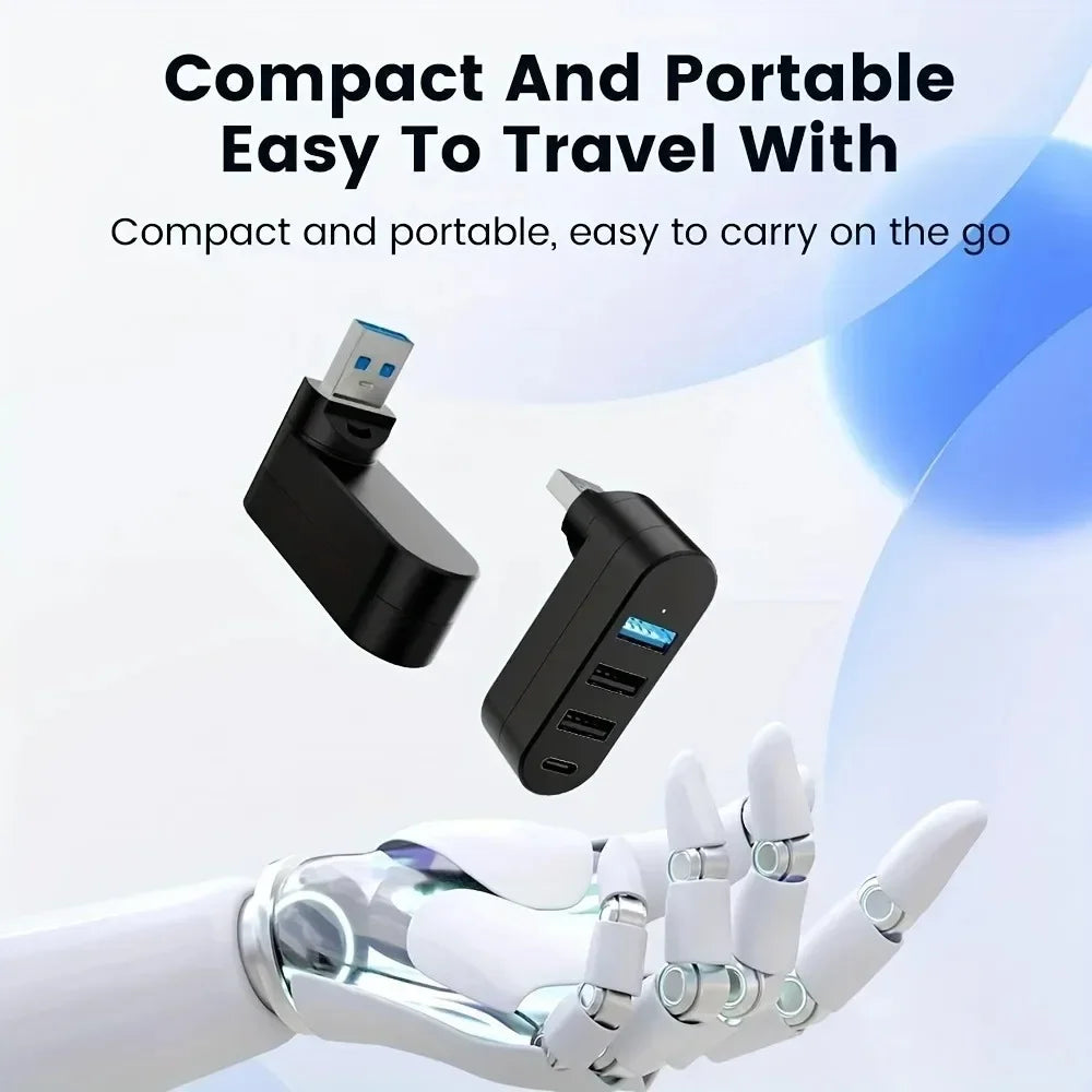 4-in-1 USB 3.0 Hub – 180° Rotating Type-C Splitter | OLPAY USB Hub Adapter HIP