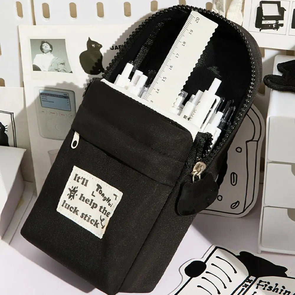 Black Cat Embroidery Pencil Case – Cute Backpack Stationery Bag Pencil Case HIP