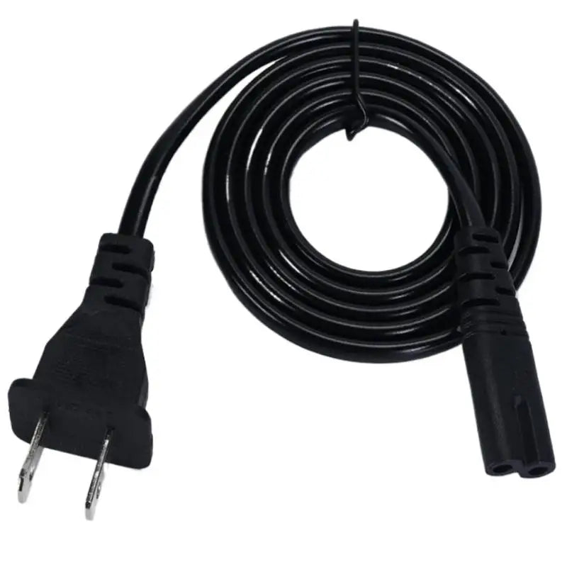 2-Pin US Plug Power Cable – 2 Prong Cord for Laptop & TV Power Cable HIP Black