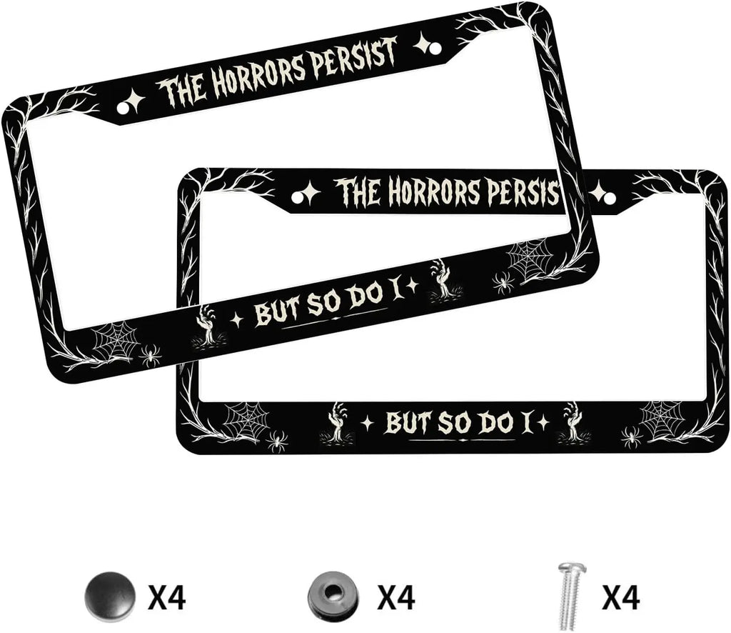 Gothic Spider Web Skeleton License Plate Frames – 2-Pack Steel License Plate Frame HIP