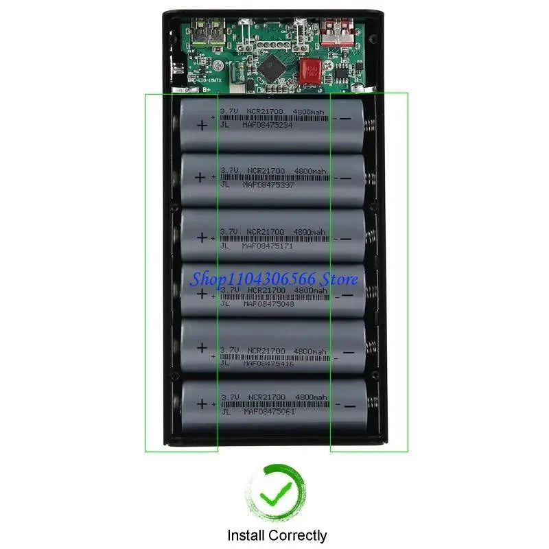 6x21700 Battery Case QC3.0 Fast Charge & LCD Display Battery Storage Case HIP