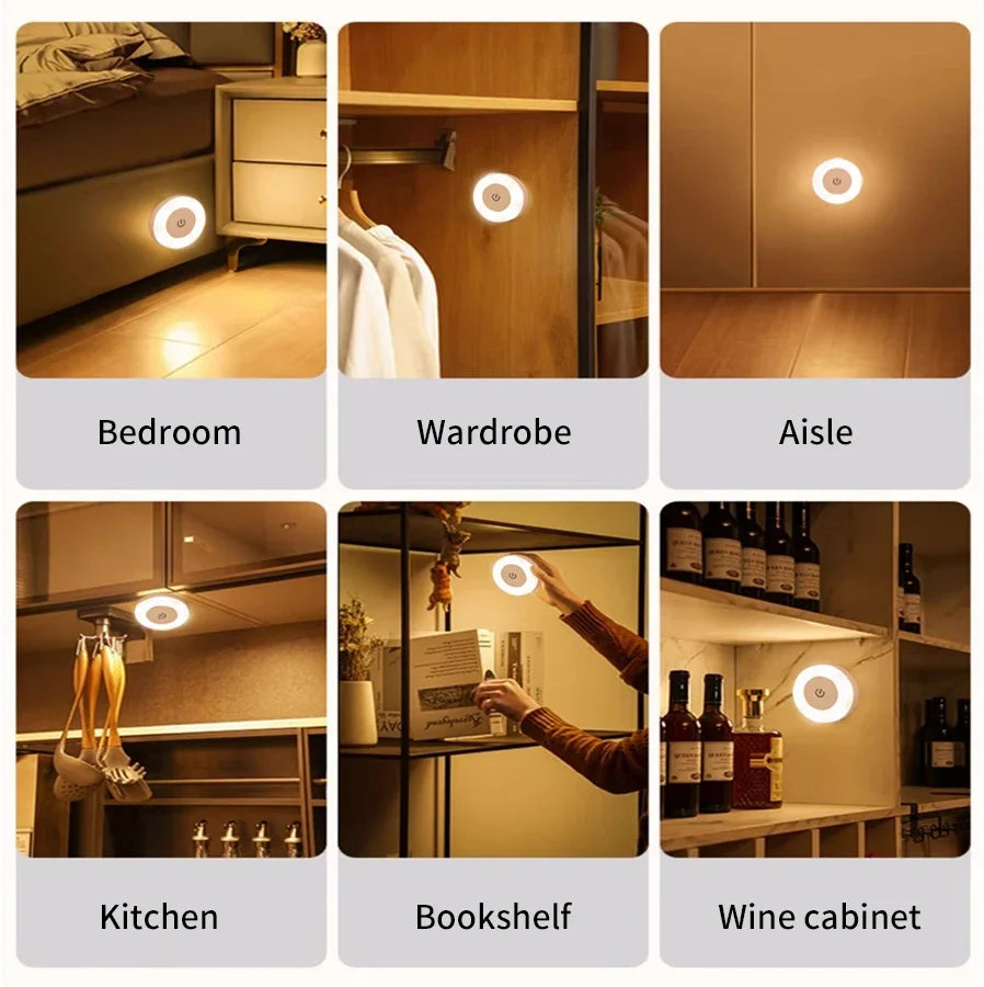 Rechargeable Touch Dimming LED Night Light Wireless Wall Lamp Reading Book Light Dimmable For Bedroom Cabinet Kitchen Wardrobe HIP