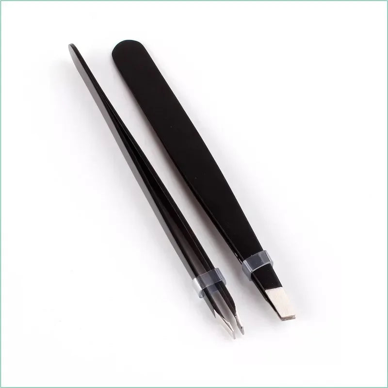 Black Slant Tip Eyebrow Tweezers – Stainless Steel | HIP Eyebrow Tweezers HIP C518