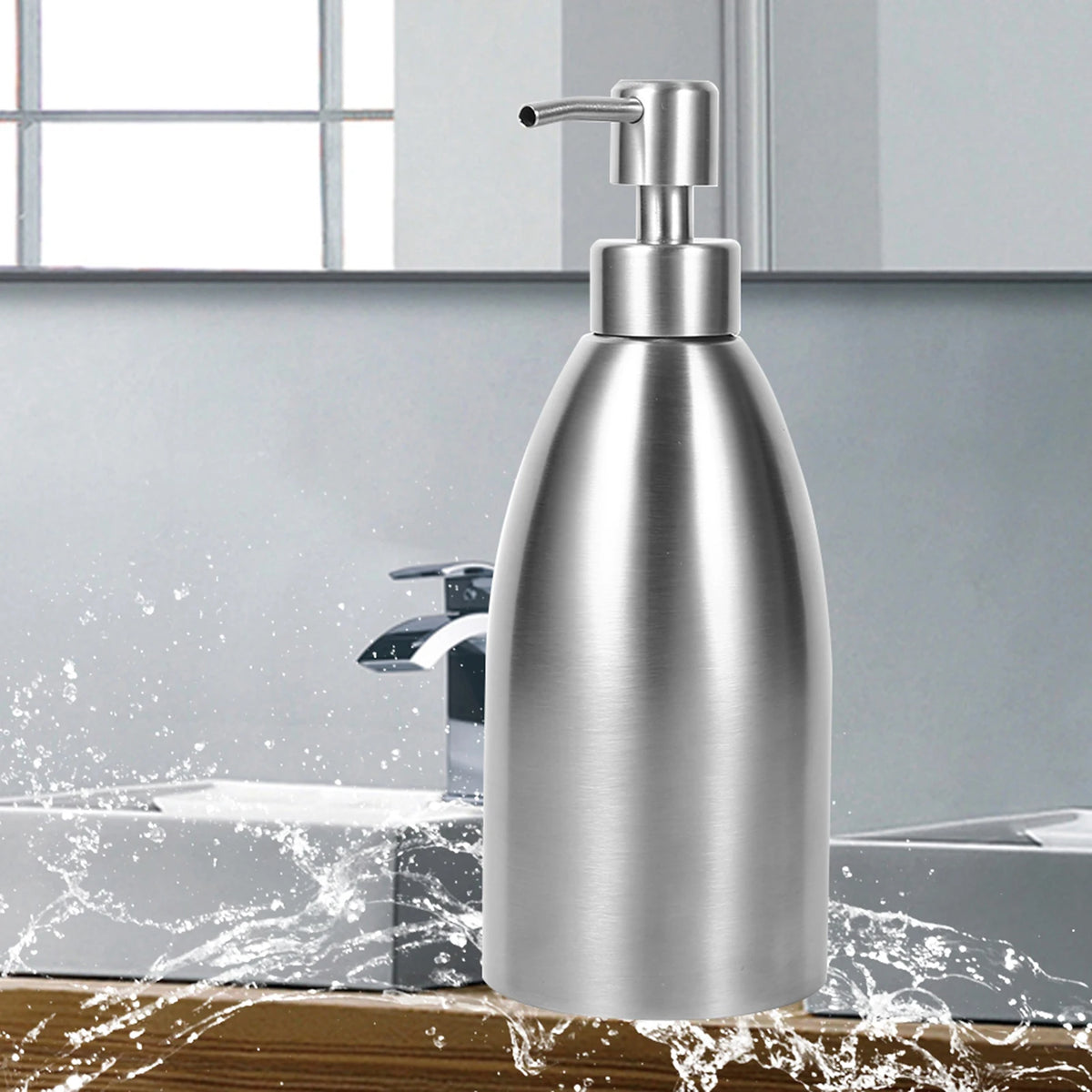500ml Stainless Steel Soap Dispenser Kitchen Sink Faucet Bathroom Shampoo Box Soap Container Shampoo Box Liquid Soap Dispenser HIP