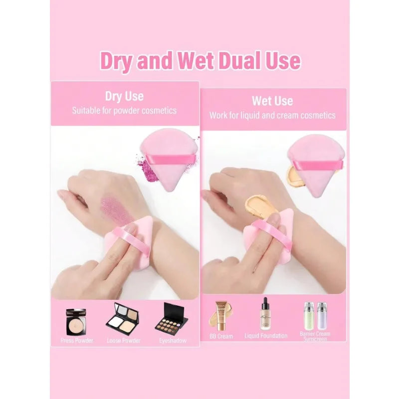 Velvet Triangle Powder Puff Set – Soft Washable Makeup Sponge Makeup Powder Puff HIP