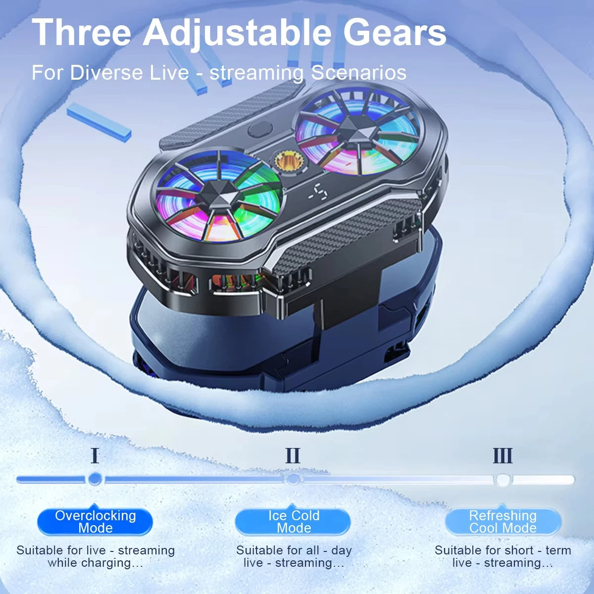 Semiconductor Dual Fan Phone Cooler for Gaming & Streaming Phone Cooler HIP