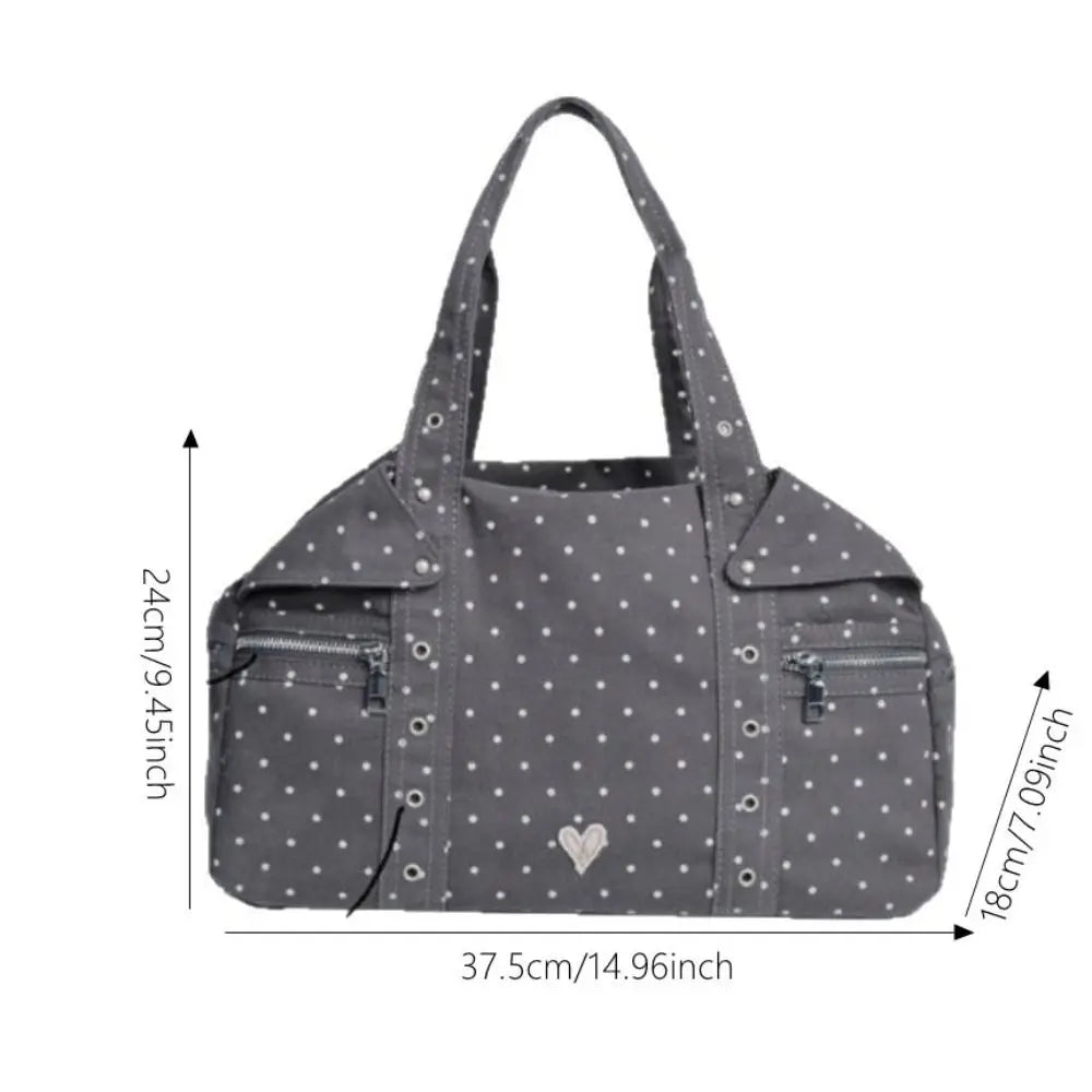 Polka Dot Canvas Tote Bag – Large Women's Shoulder Bag Canvas Tote Bag HIP