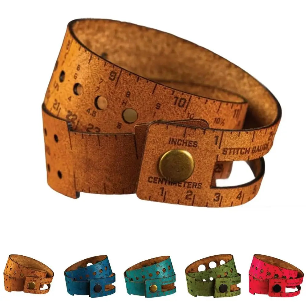 7-in-1 Leather Measuring Wrap for Knitters & Crocheters Craft Measuring Tool HIP