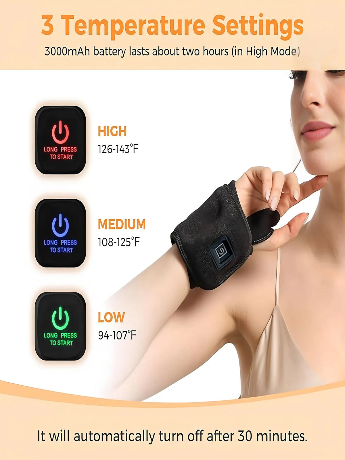 USB Heated Wrist Brace – Adjustable Breathable Support | AXH Heated Wrist Brace HIP