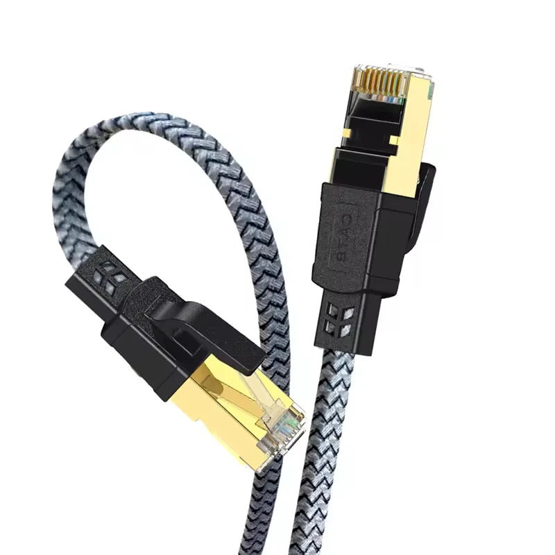 Cat8 Flat Nylon Braided Ethernet Cable 2000MHz – PS5 & TV Ethernet Network Cable HIP