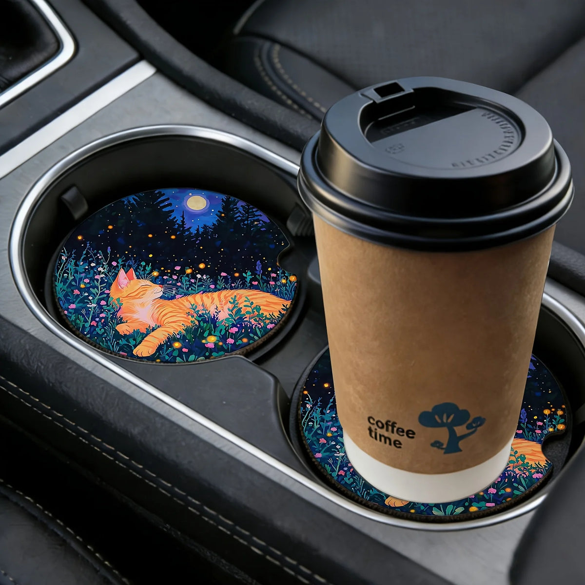 2-Pack Car Cup Holder Anti-Slip Coaster Mats | Beverage Mats Car Cup Holder Mat HIP