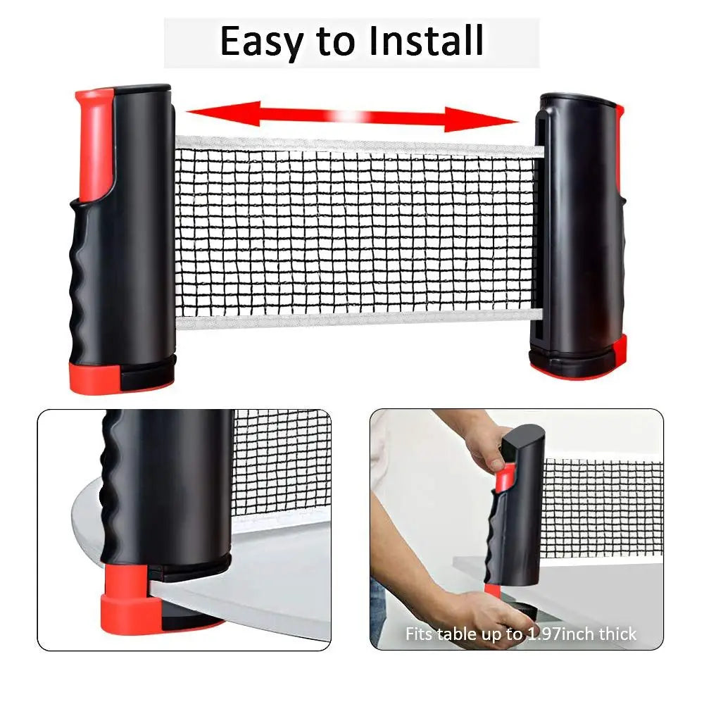 Retractable Ping Pong Net Set with Paddles, Balls & Carry Bag Table Tennis Set HIP