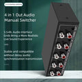 4-in-1 RCA & AUX Stereo Audio Selector Switch Box Audio Switch Box HIP black
