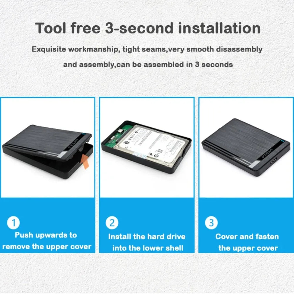 2.5" USB 3.0 External HDD SSD Enclosure – 5Gbps SATA Case HDD SSD Enclosure HIP