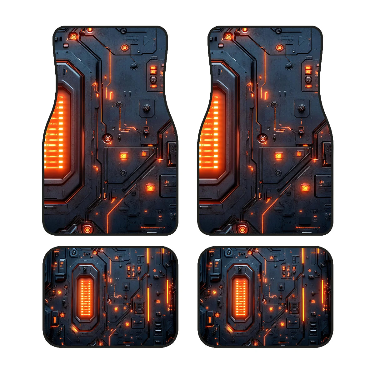 4-Piece Non-Slip Car Floor Mats – Orange Circuit Tech Design Car Floor Mats HIP black