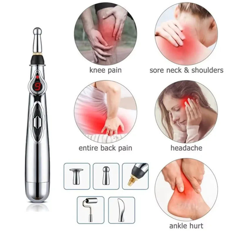 Electronic Meridian Acupuncture Pen – 5-Head Massage Tool Meridian Massage Pen HIP