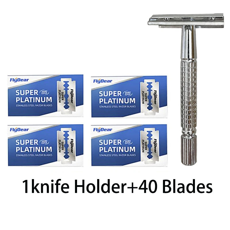 Double Edge Safety Razor Set – Classic Men's Shaving Kit Safety Razor Set HIP C576-1Razor 40Blade