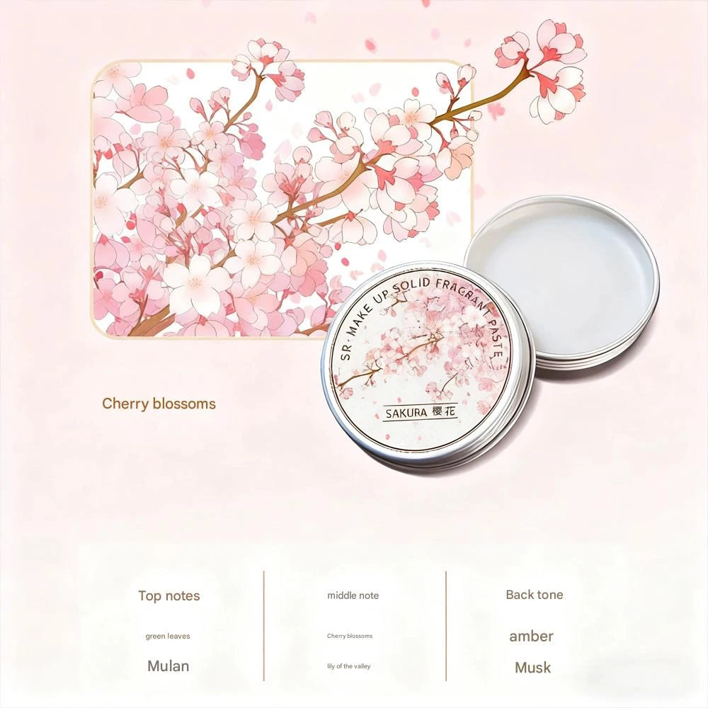 Long Lasting Scent for Romantic Souls For Dating Ladies Solid Perfume Exquisite Floral Solid Balm Jasmine Lavender Gardenia Rose HIP 03Cherry Blossom