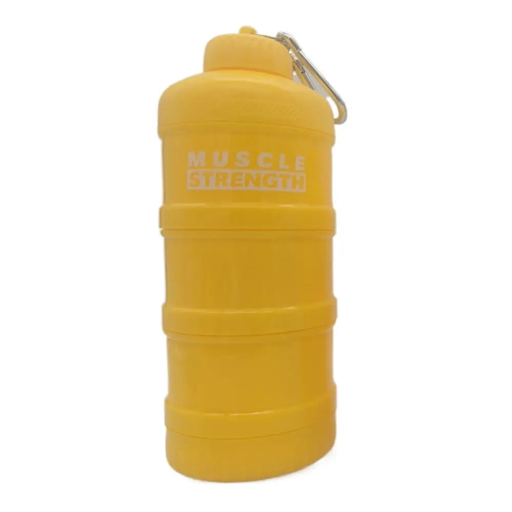 Portable 1/2/3-Layer Protein Powder Storage Box & Supplement Supplement Storage Box HIP Yellow-3-layer
