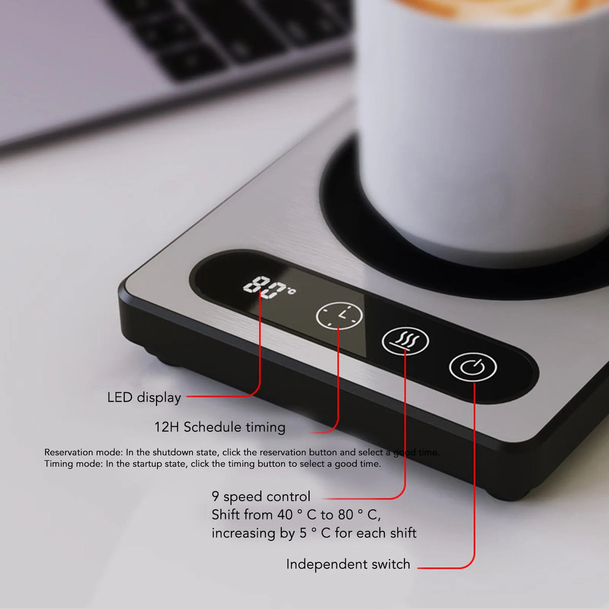 Desktop Electric Mug Warmer Coffee Cup Heater 36W Touch Control 12h Timing Smart Coffee Mug Heater HIP
