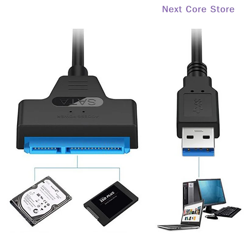 USB 3.0 to SATA Adapter Cable for 2.5" SSD & HDD Drives SATA USB Adapter HIP
