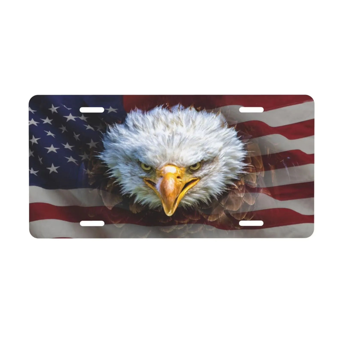 Eagle American Flag Aluminum License Plate – Weatherproof Decorative License Plate HIP