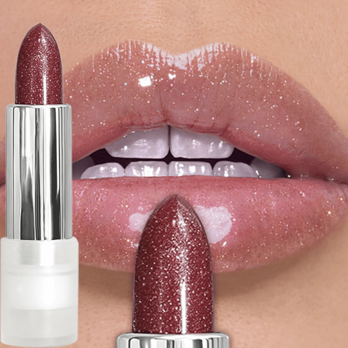 JUJU Dream Shimmer Metallic Lipstick – Dark Red Glitter Gloss Shimmer Metallic Lipstick HIP