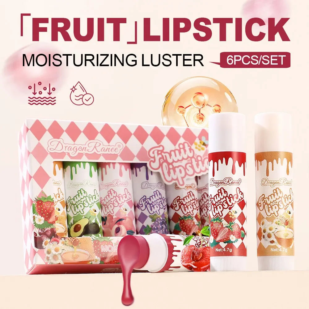Dragon Ranee 6-Color Fruit Tinted Lip Balm Set | Moisturizing Tinted Lip Balm Set HIP