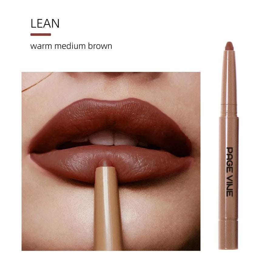 Chocolate Brown Silky Lipliner Pen Peptide Lipgloss Pencil Lasting Matte Nude Pink Lipstick Lip Outline Contour Defind Lip Liner HIP 07-PAGE VINE