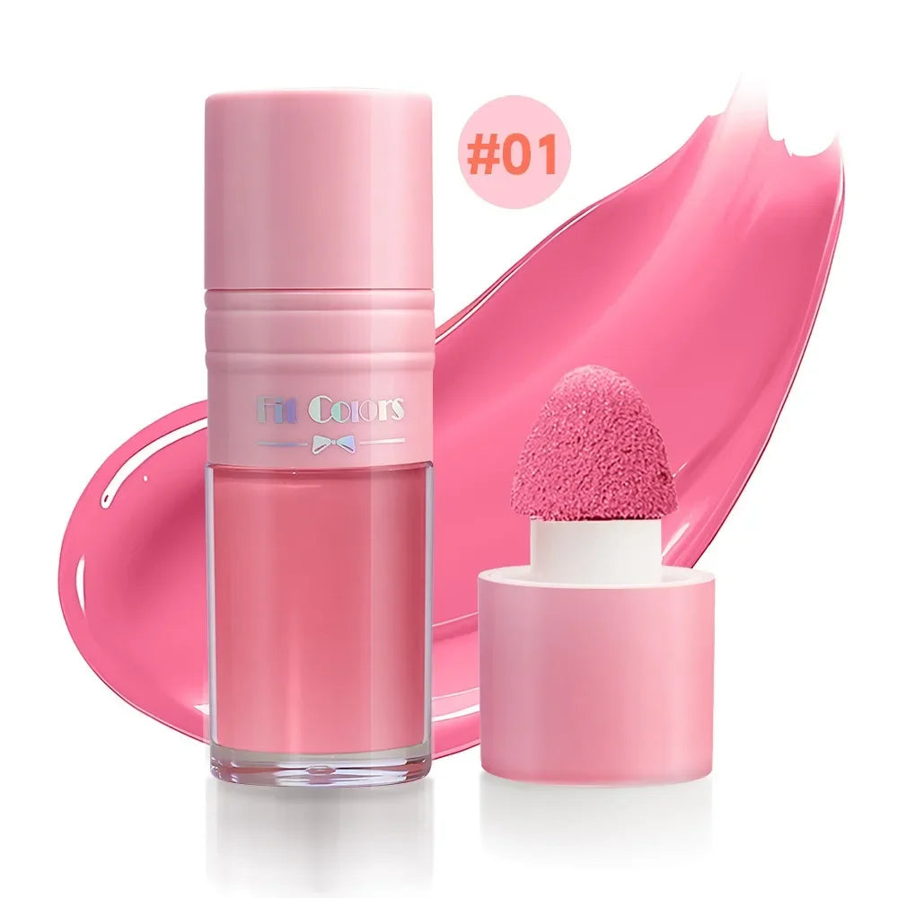 14 Colors Matte Liquid Blush Contour Highlighter Waterproof Long Lasting Sponge Brush Head High Pigment Blusher Brighten Bronzer HIP 01 Blush