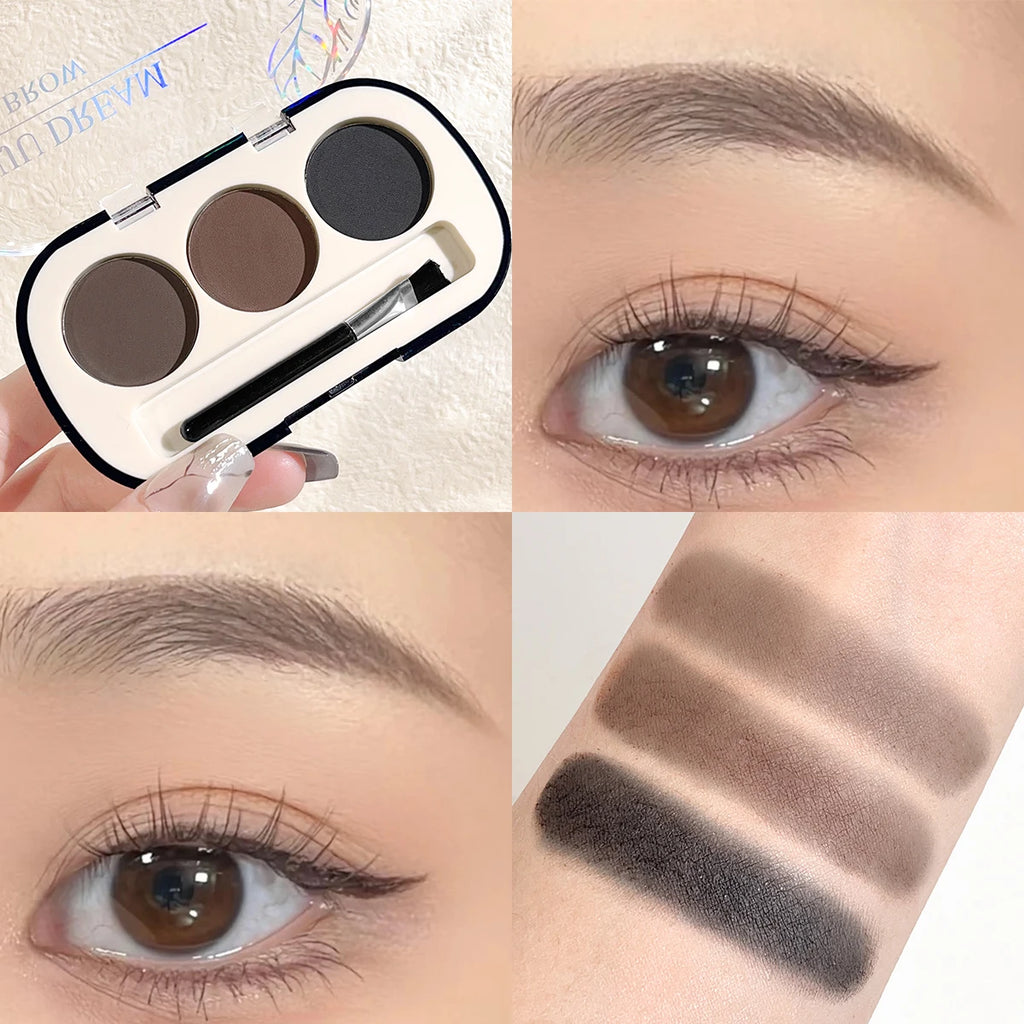 JUJU Dream 3-Color Eyebrow Powder – Waterproof & Long-Lasting Eyebrow Powder Palette HIP JUJU 9202-02