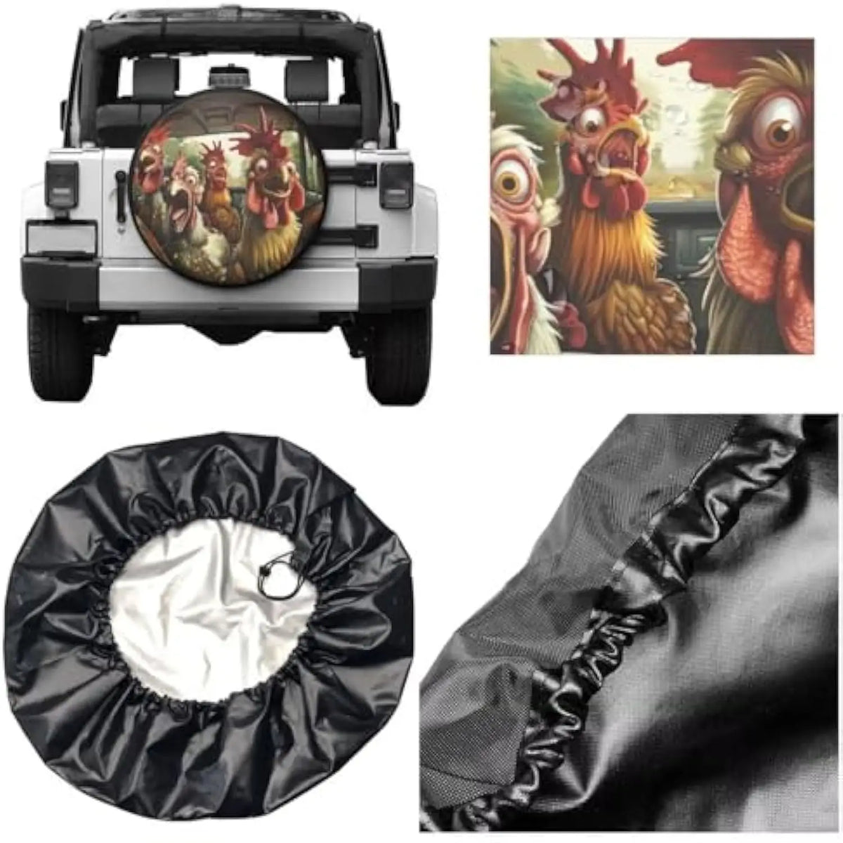 Funny Screaming Chickens Spare Tire Cover – RV SUV Truck Spare Tire Cover HIP