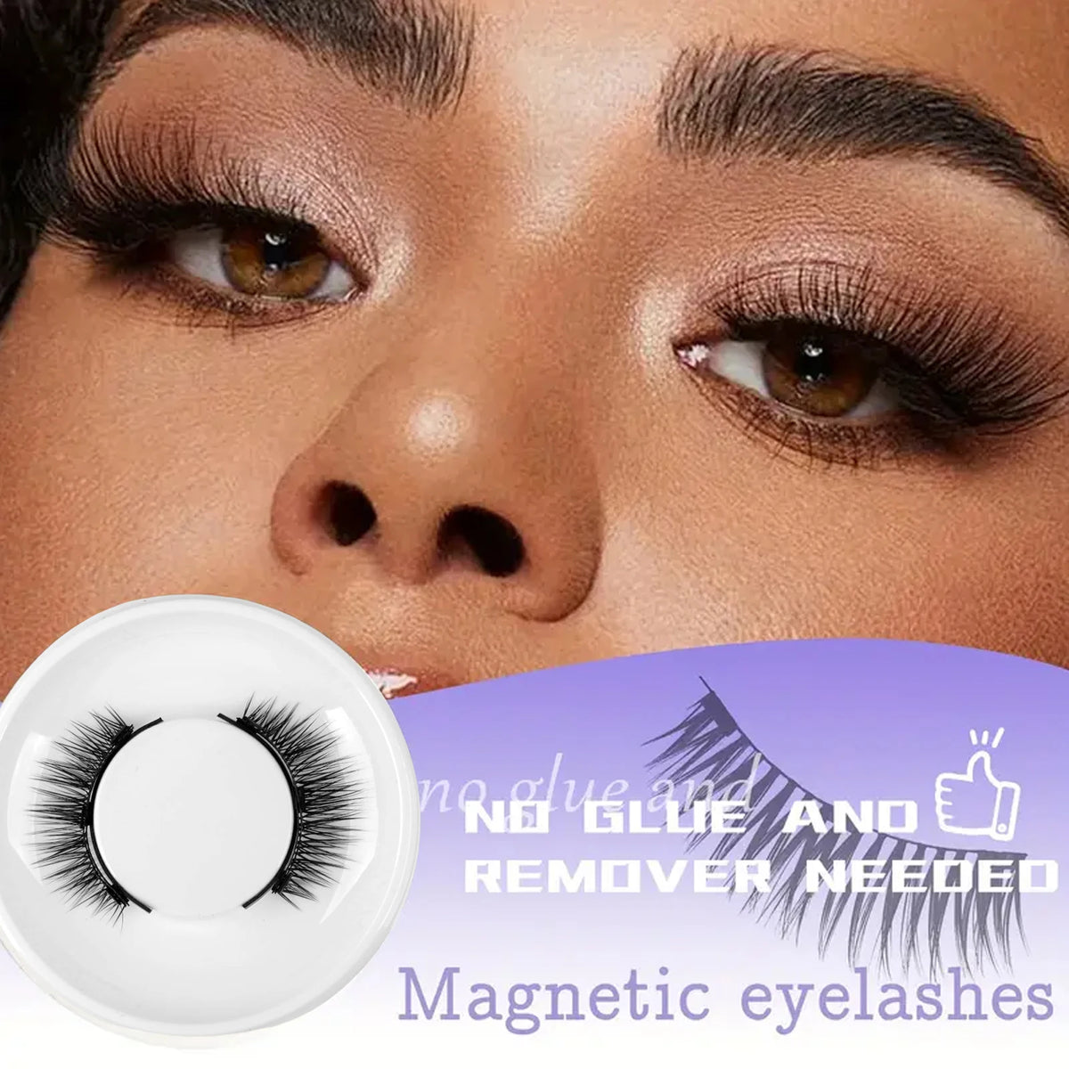 False Eyelashes Magnetic Eyelashes Glue Free No Glue Eyelashes 1 Pair with 1 Lash Applicator Feathery False Eyelashes Natural HIP