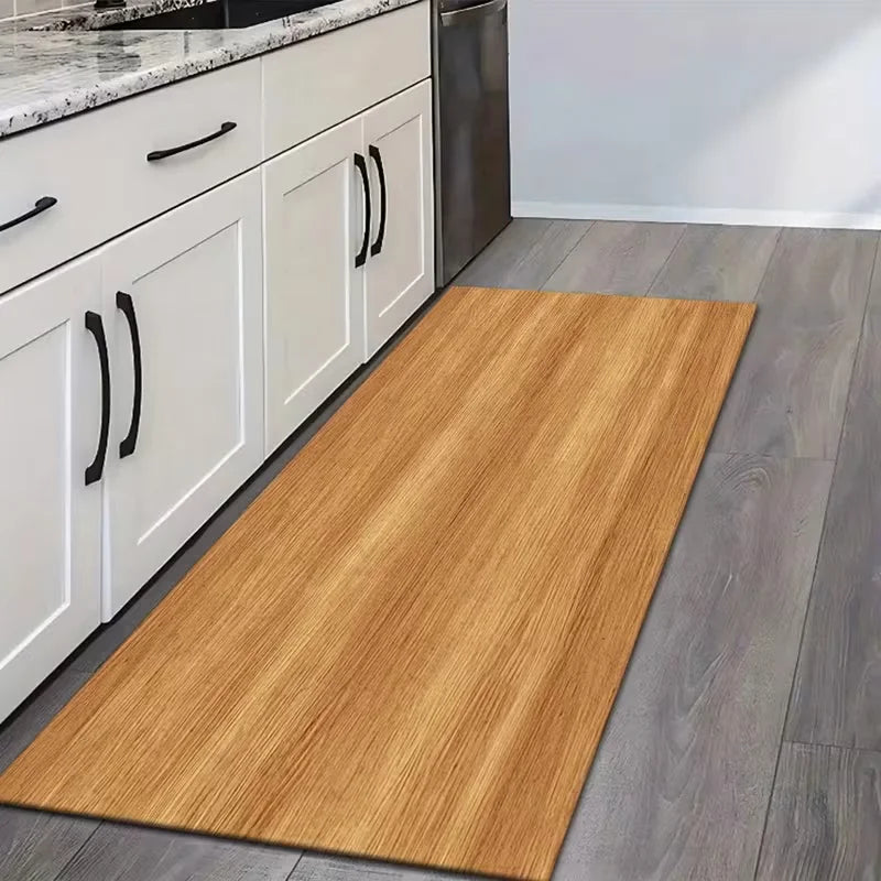 Rustic Wood Grain Runner Rug – Non-Slip Washable Kitchen Mat Runner Rug HIP