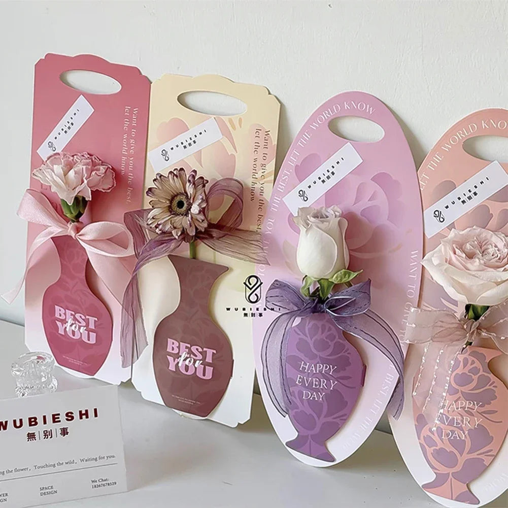 Single Flower Bouquet Wrapping Paper Box Flower Packaging Box Rose Paper Card Carnation Packaging Cardboard DIY Creative Gifts HIP