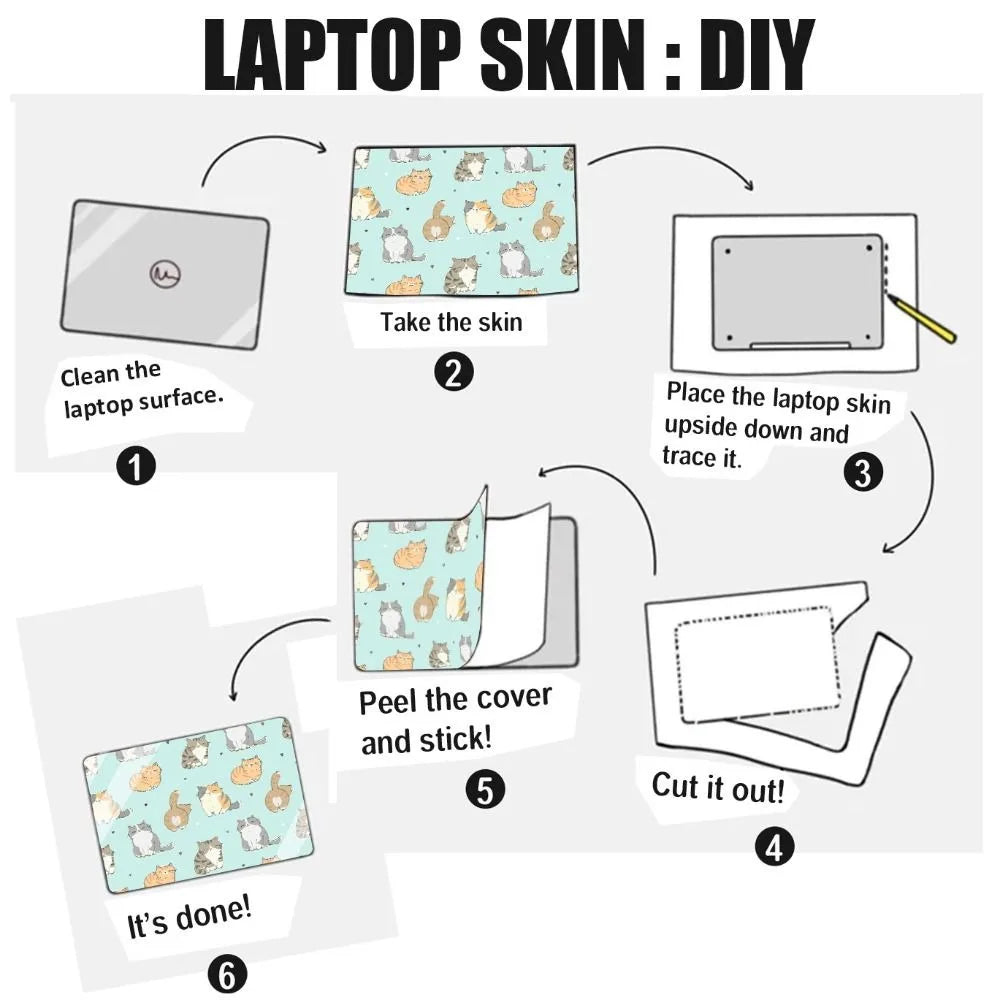 DIY Waterproof Laptop Skin Sticker – PVC Cover for MacBook/HP/Dell Laptop Skin Sticker HIP