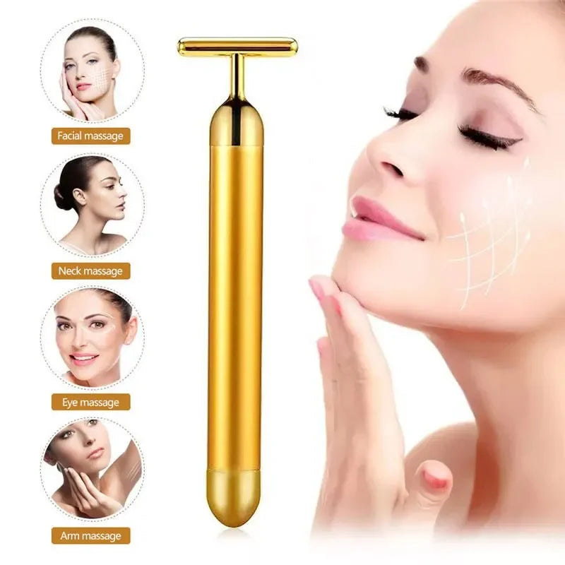 24K Gold Vibrating Facial Roller Massager – Firm & Lift Vibrating Facial Roller HIP